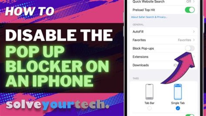 How to turn off the pop-up blocker on iPhone in the Safari browser