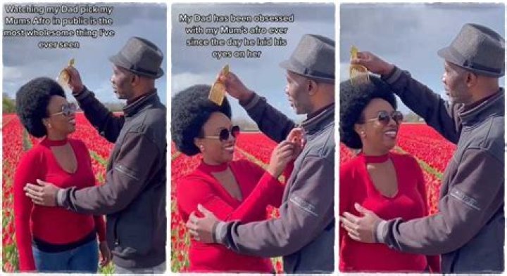 "He is Obsessed With Her": Romantic Man Publicly Combs His Wife's Thick Afro Hair, Video Goes Viral on TikTok