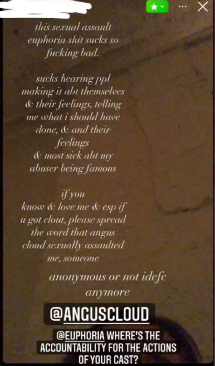 ‘Euphoria’ Star Angus Cloud Faces Sexual Assault Allegations