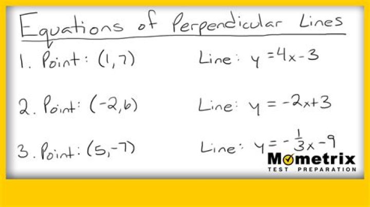 Explain the steps you would take to find an equation for the line perpendicular to 4x - 5y = 20 and