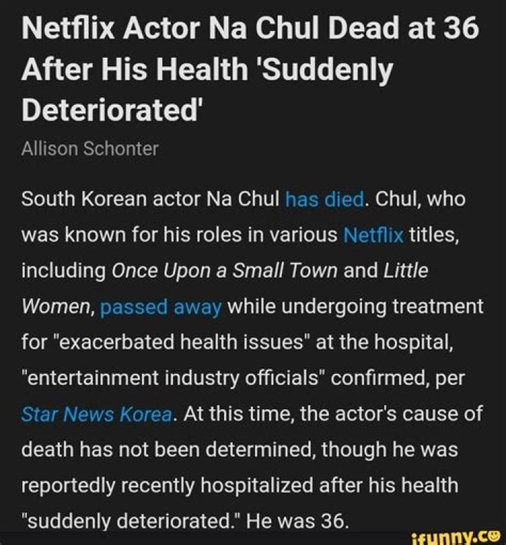 Na Chul Cause Of Death And Obituary: Korean Actor Died