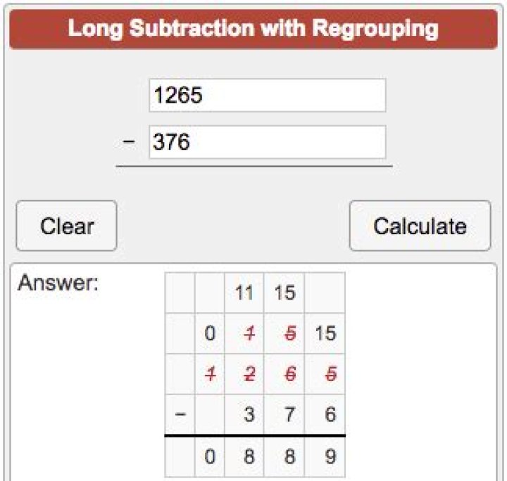 Perform the following subtraction using regrouping: 12365