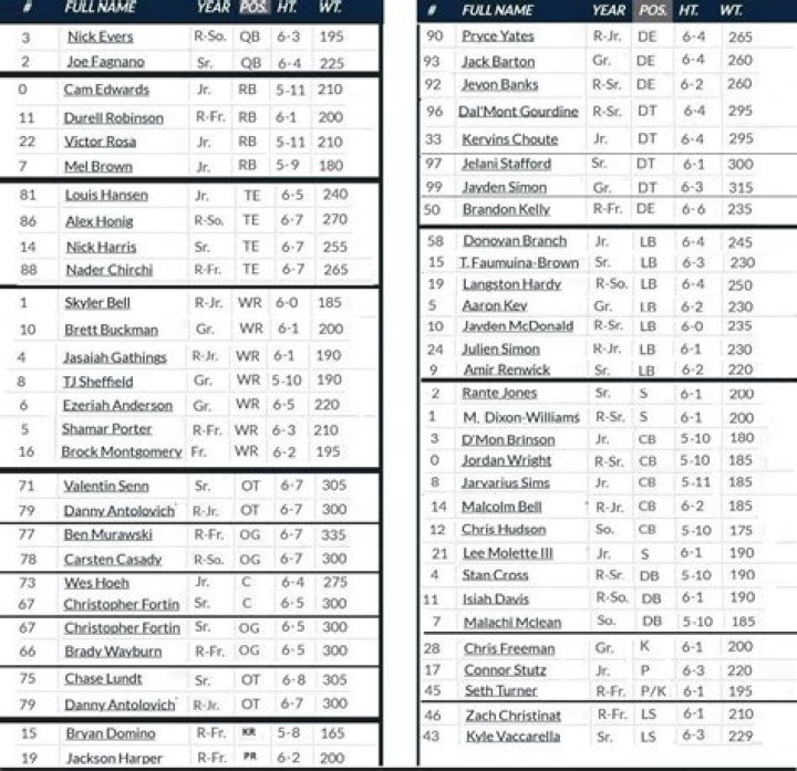 UConn Huskies Depth Chart 2023
